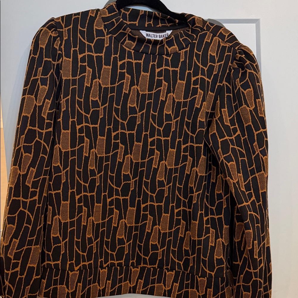 Walter Baker Black and Tan Geometric Top